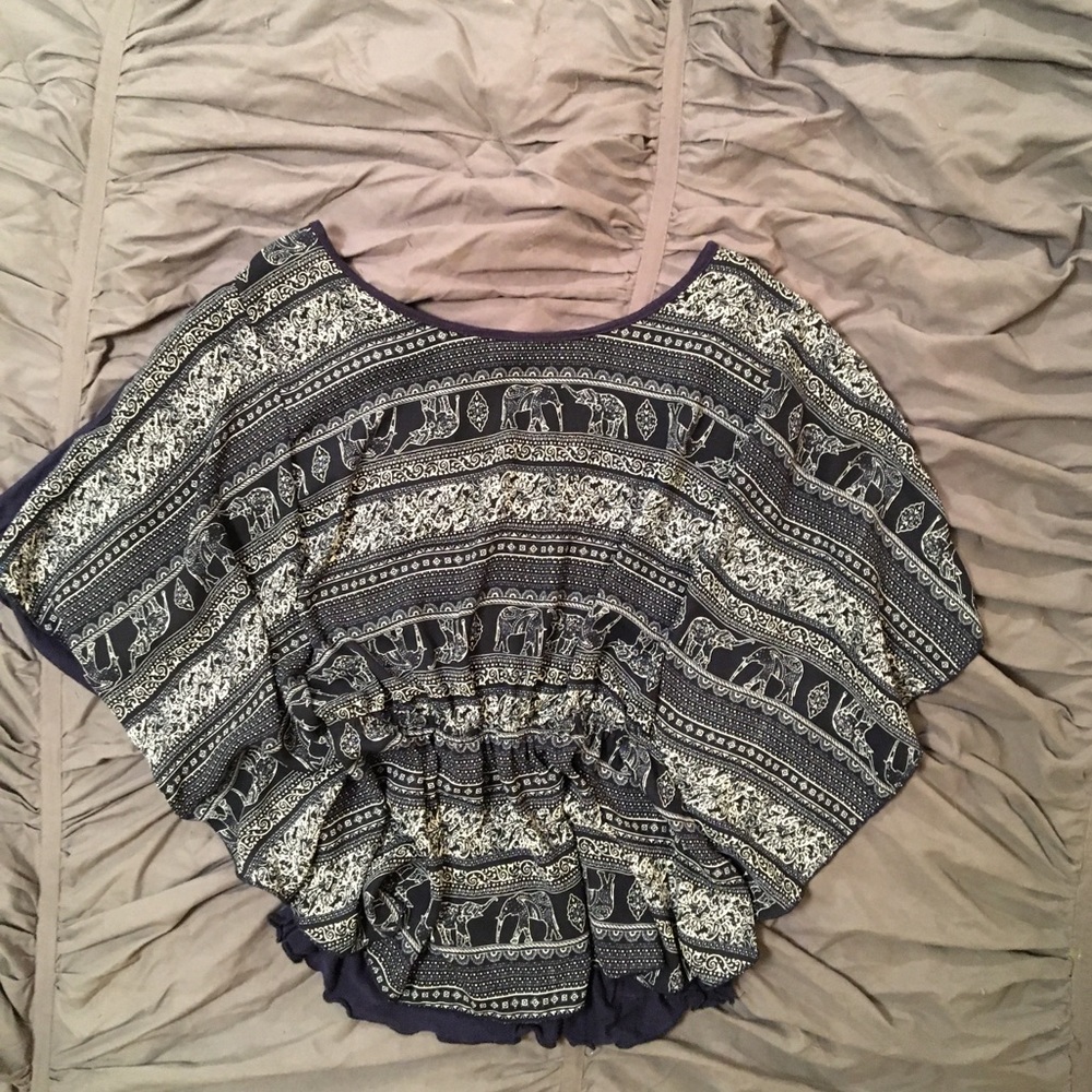 Blue & White Elephant Design Blouse